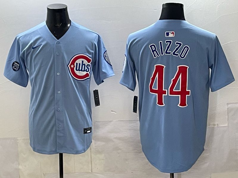 Men 2025 Chicago Cubs #44 Rizzo Light blue Game Nike MLB Jersey style 03